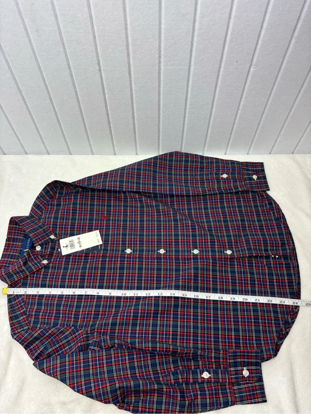 Ralph Lauren BOY Red & Blue Plaid Button-Down Shirt Size M (10-12)